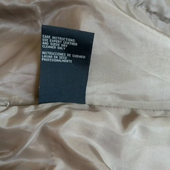 BKE Diva Genuine Leather Patchwork Faux Fur Trim Jacket Women’s L Tan Beige Boho - Picture 7 of 7